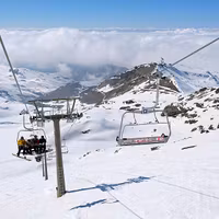 Laguna ski lift - Laguna de las Yeguas Ski Station in Sierra Nevada, Spain.